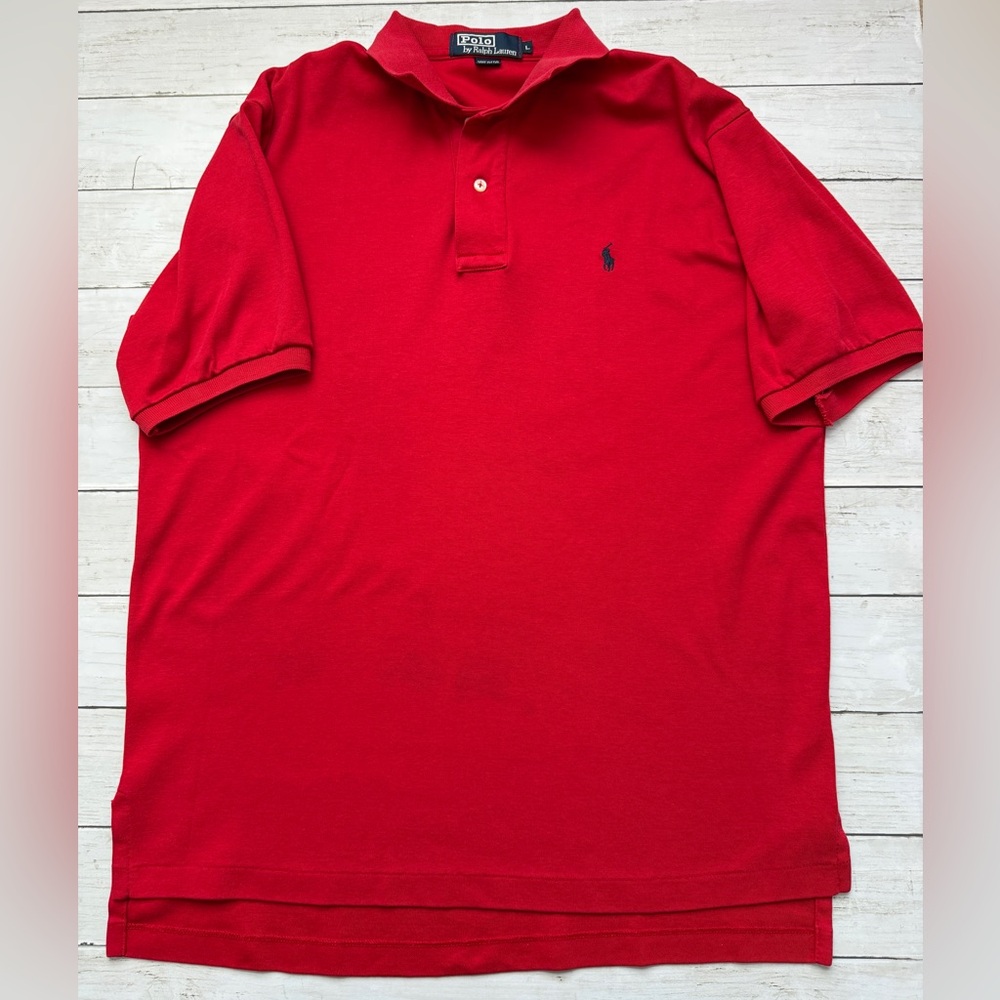 Polo Ralph Lauren USA Red Polo Shirt Large 100% Cotton Classic Pony